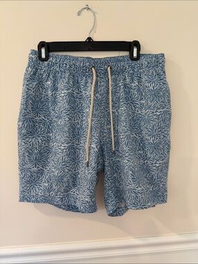 Faherty Light Blue Floral Swim Trunks